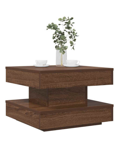 Table basse rotative à 360 degrés chêne marron 50x50x34,5 cm | Mobilier & Déco