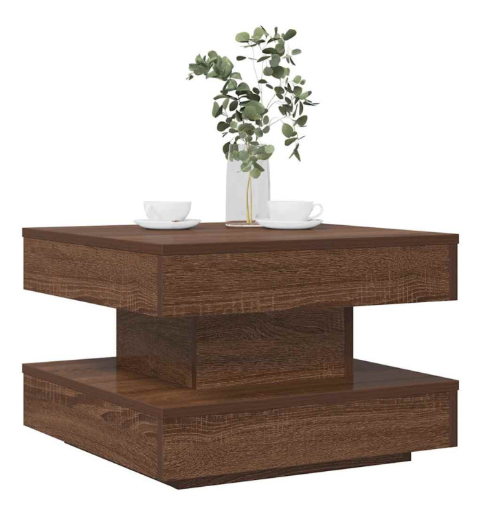 Table basse rotative à 360 degrés chêne marron 50x50x34,5 cm | Mobilier & Déco
