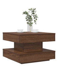 Table basse rotative à 360 degrés chêne marron 50x50x34,5 cm | Mobilier & Déco