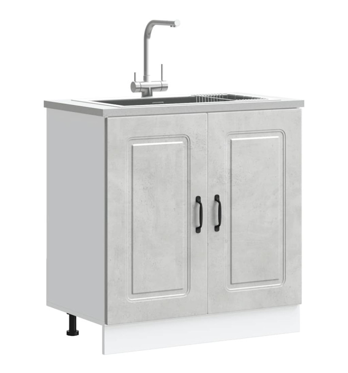 Meuble bas pour évier Kalmar gris béton bois ingénierie | Mobilier & Déco
