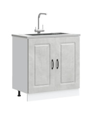 Meuble bas pour évier Kalmar gris béton bois ingénierie | Mobilier & Déco
