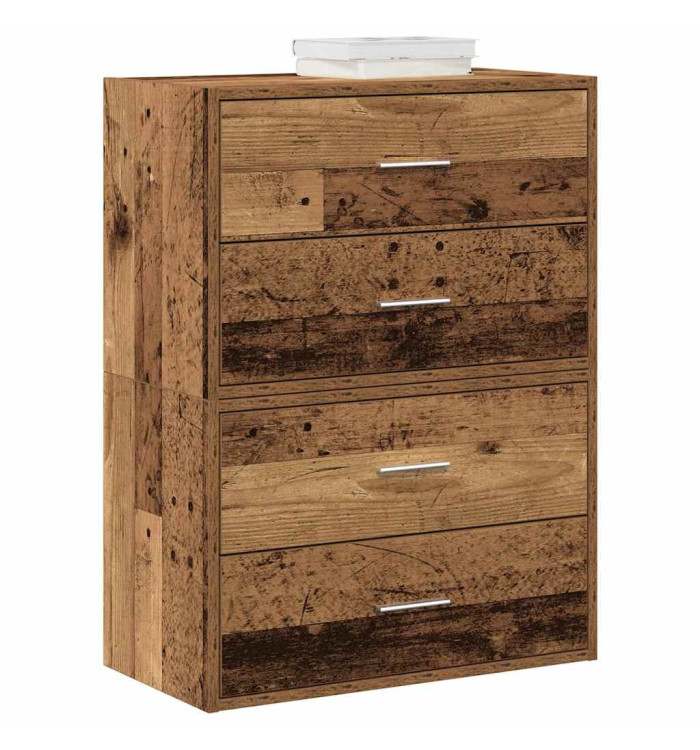 Armoires avec 2 tiroirs 2 pcs vieux bois bois d'ingénierie | Mobilier & Déco