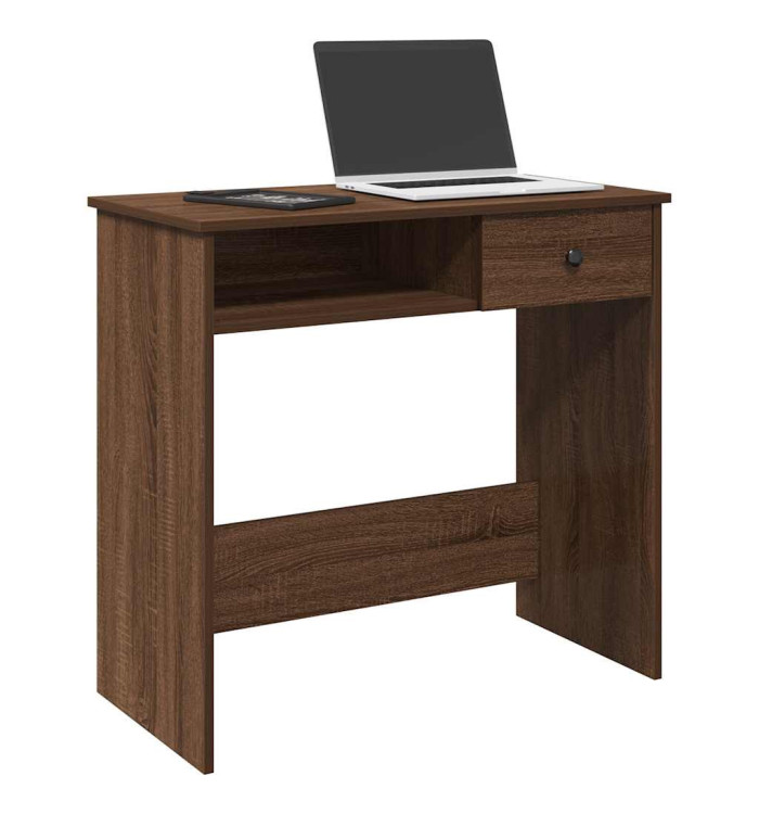 Bureau chêne marron 80x40x75 cm bois d'ingénierie | Mobilier & Déco