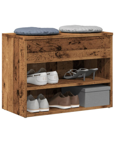 Banc à chaussures vieux bois 60x30x45 cm bois d'ingénierie | Mobilier & Déco