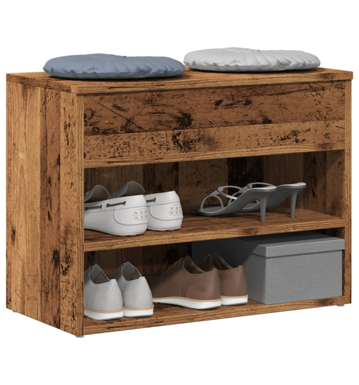 Banc à chaussures vieux bois 60x30x45 cm bois d'ingénierie | Mobilier & Déco