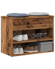 Banc à chaussures vieux bois 60x30x45 cm bois d'ingénierie | Mobilier & Déco