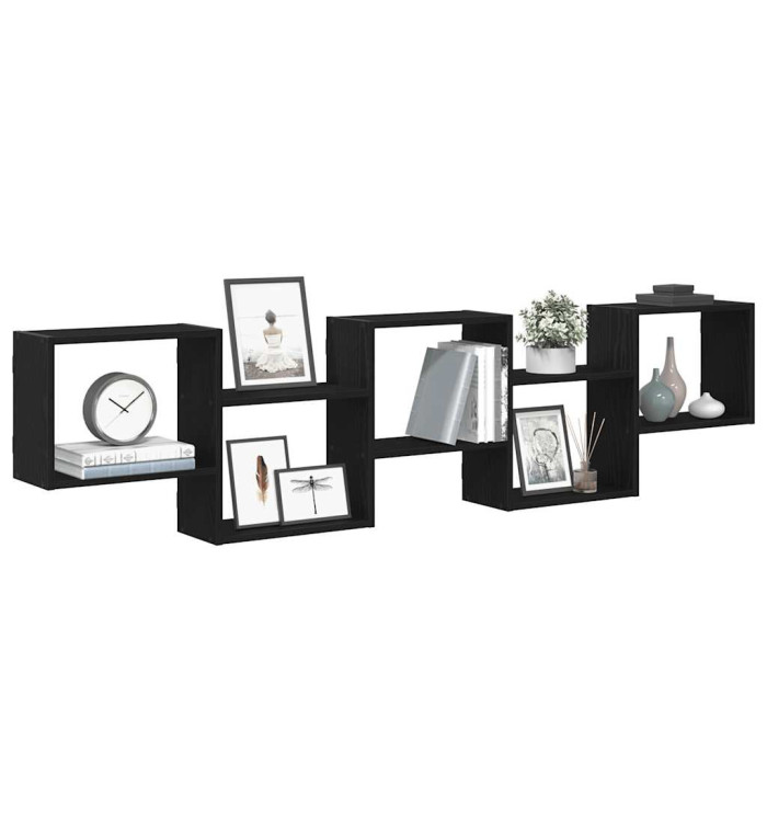 Étagère cube murale 5 compartiments noir bois d'ingénierie | Mobilier & Déco