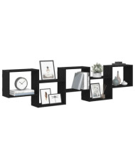 Étagère cube murale 5 compartiments noir bois d'ingénierie | Mobilier & Déco