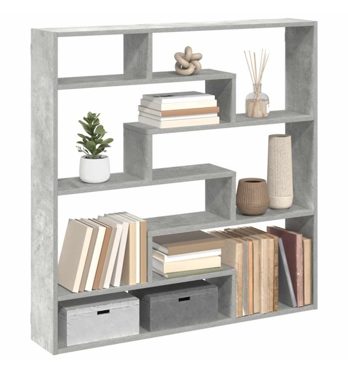 Étagère cube murale 7 compartiments gris béton bois ingénierie | Mobilier & Déco
