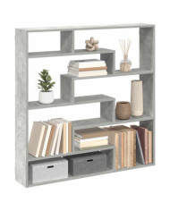 Étagère cube murale 7 compartiments gris béton bois ingénierie | Mobilier & Déco