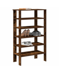 Étagère à chaussures chêne fumé 61x32x105 cm bois d'ingénierie | Mobilier & Déco