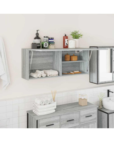 Armoire murale de bain sonoma gris 100x25x40 cm bois ingénierie | Mobilier & Déco