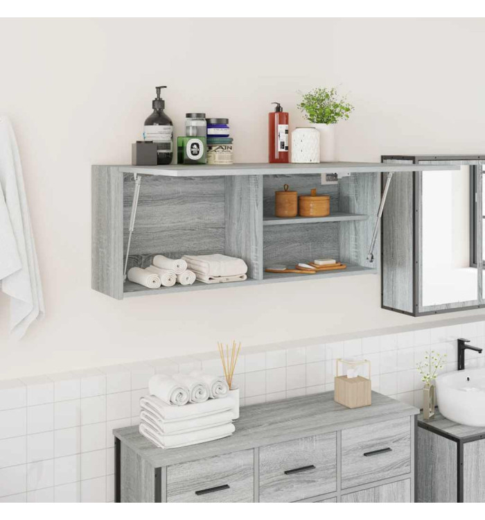 Armoire murale de bain sonoma gris 100x25x40 cm bois ingénierie | Mobilier & Déco