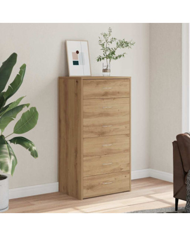 Buffet avec 6 tiroirs chêne artisanal bois d'ingénierie | Mobilier & Déco