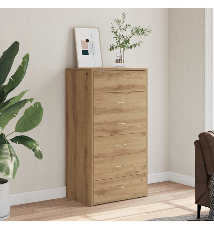 Buffet avec 6 tiroirs chêne artisanal bois d'ingénierie | Mobilier & Déco