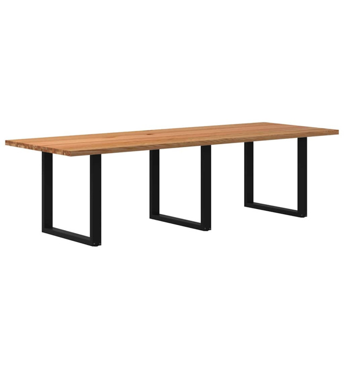 Table à manger marron clair bois de chêne massif rectangulaire | Mobilier & Déco