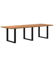 Table à manger marron clair bois de chêne massif rectangulaire | Mobilier & Déco