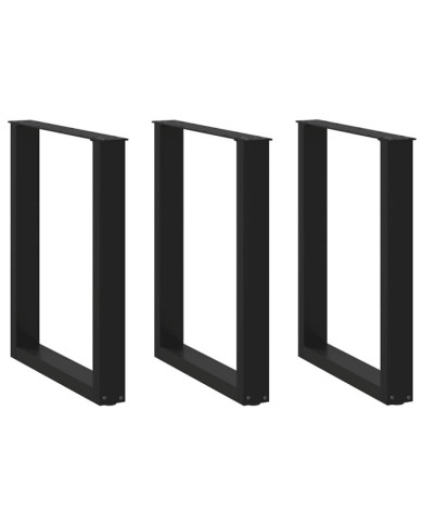 Pieds de table à manger en U 3 pièces Noir 70 x (72-73) cm Acier | Mobilier & Déco