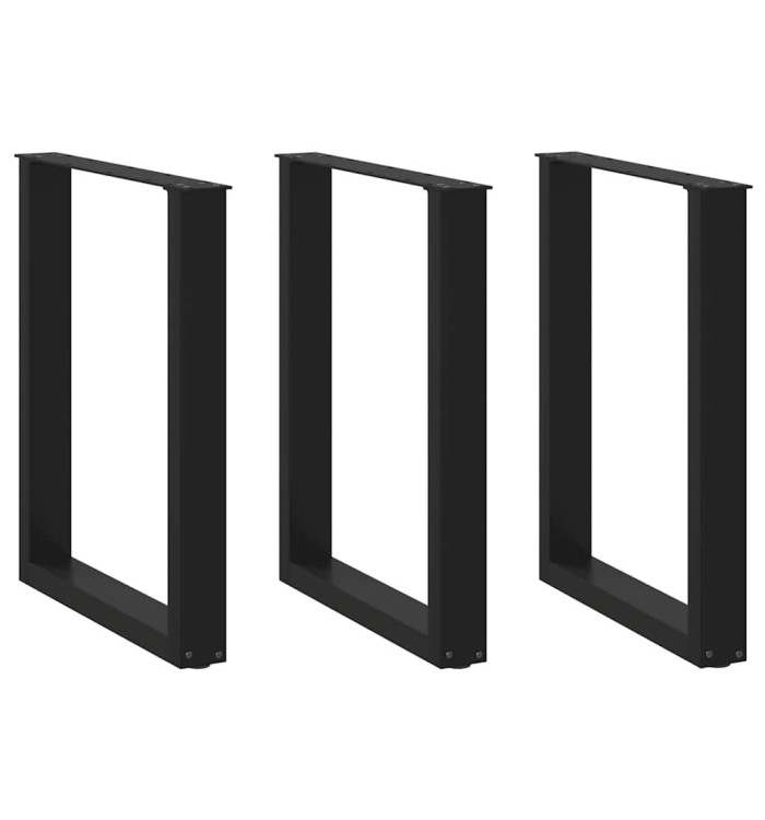 Pieds de table à manger en U 3 pièces Noir 70 x (72-73) cm Acier | Mobilier & Déco