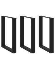 Pieds de table à manger en U 3 pièces Noir 70 x (72-73) cm Acier | Mobilier & Déco
