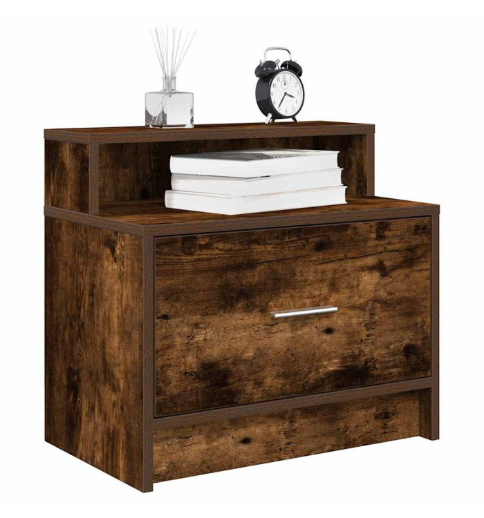 Tables de chevet avec tiroir 2 pcs chêne fumé 51x31x47 cm | Mobilier & Déco