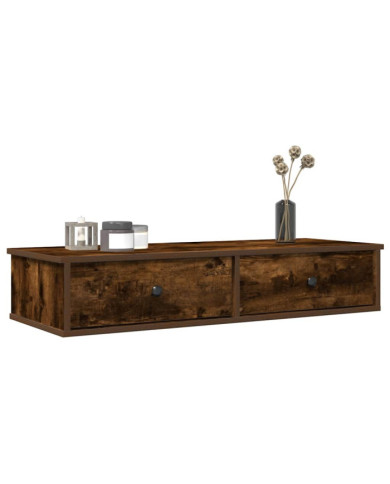 Étagère murale avec tiroirs chêne fumé bois d'ingénierie | Mobilier & Déco