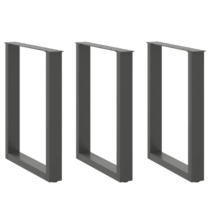Pieds de table à manger en U 3 pièces Anthracite 70 x (72-73) cm Acier | Mobilier & Déco