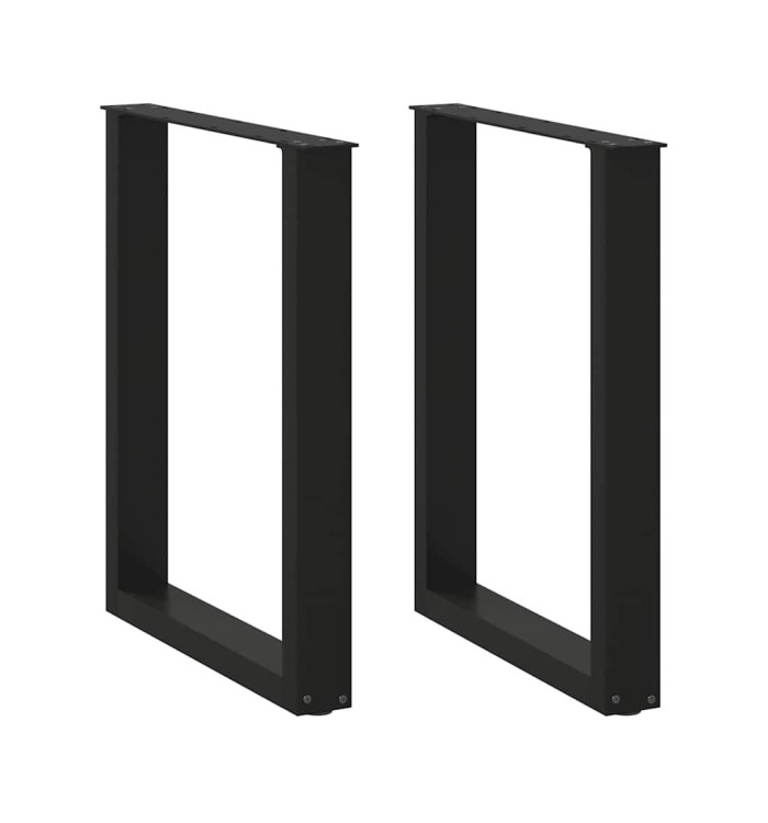 Pieds de table à manger en U 2 pièces Noir 70 x (72-73) cm Acier | Mobilier & Déco