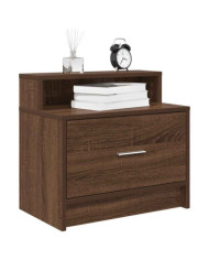 Table de chevet avec tiroir chêne marron 51x31x47 cm | Mobilier & Déco