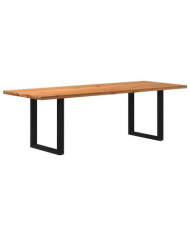 Table à manger marron clair bois de chêne massif rectangulaire | Mobilier & Déco