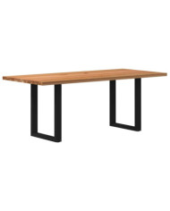 Table à manger marron clair bois de chêne massif rectangulaire | Mobilier & Déco