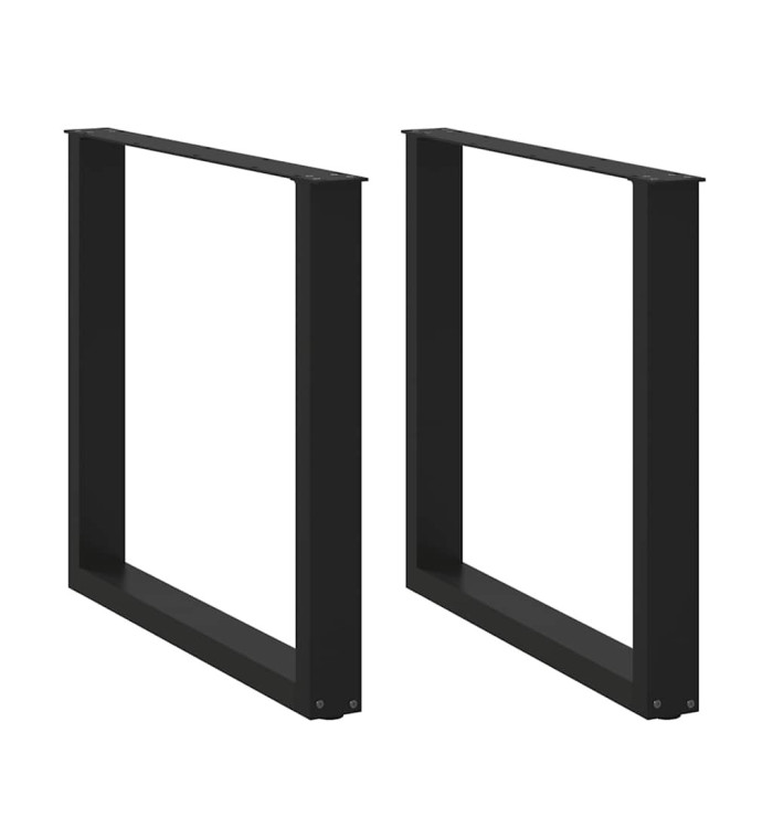 Pieds de table à manger en U 2 pièces Noir 90 x (72-73) cm Acier | Mobilier & Déco