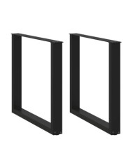 Pieds de table à manger en U 2 pièces Noir 90 x (72-73) cm Acier | Mobilier & Déco