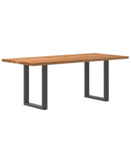 Table à manger marron clair bois de chêne massif rectangulaire | Mobilier & Déco