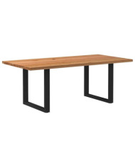 Table à manger marron clair bois de chêne massif rectangulaire | Mobilier & Déco