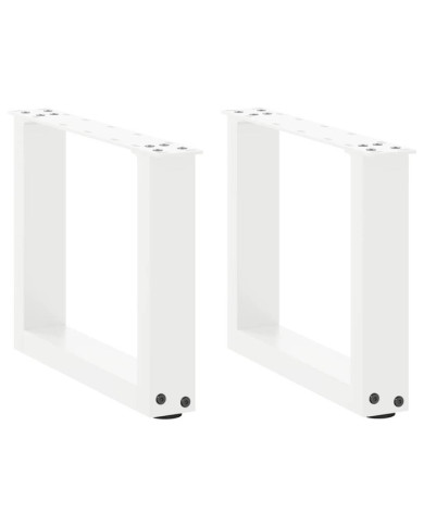Pieds de table basse en U 2 pièces Blanc 40 x (30-31) cm Acier | Mobilier & Déco