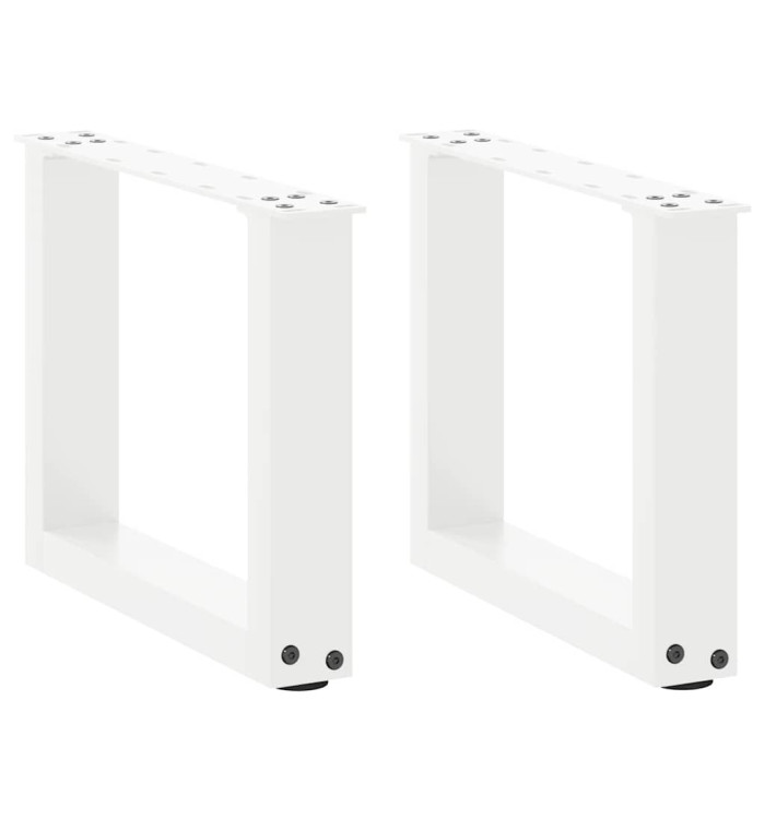 Pieds de table basse en U 2 pièces Blanc 40 x (30-31) cm Acier | Mobilier & Déco