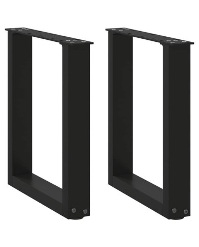 Pieds de table basse en U 2 pièces Noir 38 x (42-43) cm Acier | Mobilier & Déco