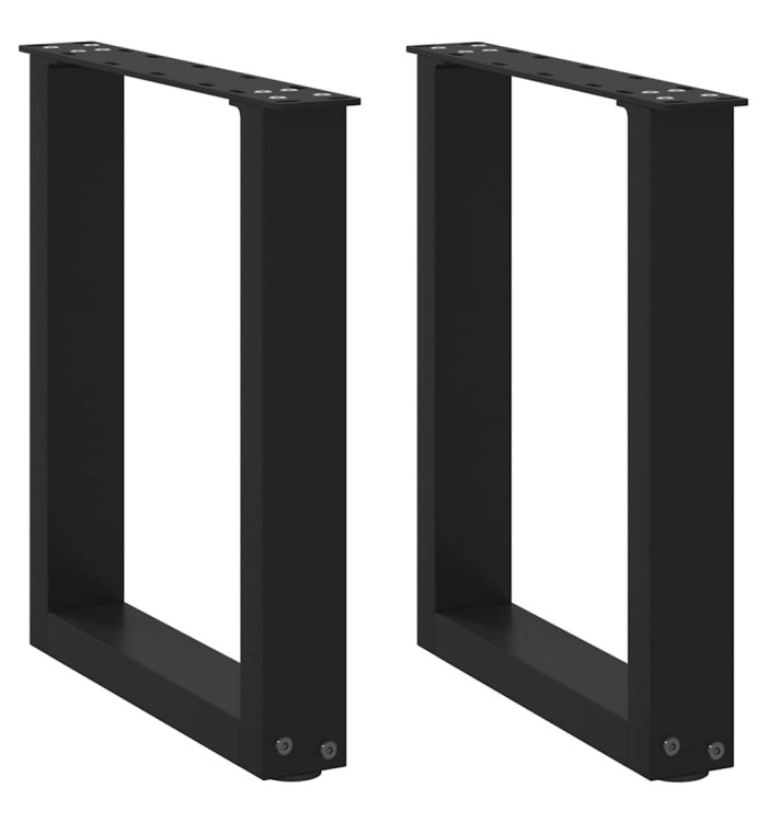 Pieds de table basse en U 2 pièces Noir 38 x (42-43) cm Acier | Mobilier & Déco