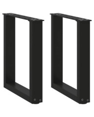 Pieds de table basse en U 2 pièces Noir 38 x (42-43) cm Acier | Mobilier & Déco
