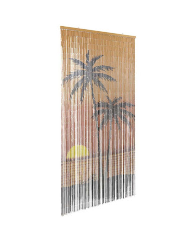 Rideau anti-insectes imprimé palmier 100x220 cm bambou | Mobilier & Déco