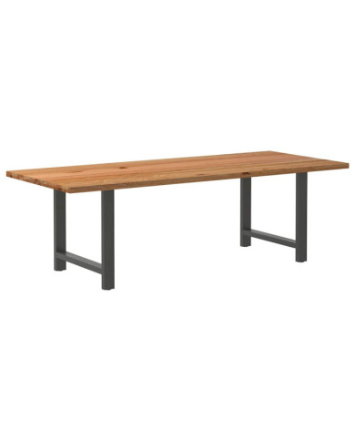 Table à manger marron clair bois de chêne massif rectangulaire | Mobilier & Déco