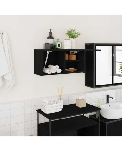 Armoire murale de bain noir 60x25x30 cm bois d'ingénierie | Mobilier & Déco