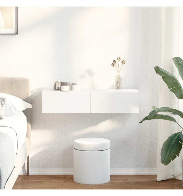Étagère murale avec tiroirs blanc 80x33x17 cm bois d'ingénierie | Mobilier & Déco
