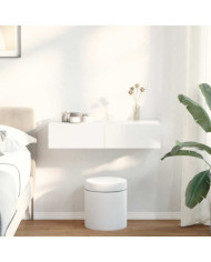 Étagère murale avec tiroirs blanc 80x33x17 cm bois d'ingénierie | Mobilier & Déco