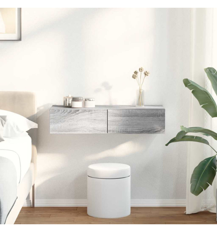 Étagère murale avec tiroirs sonoma gris bois d'ingénierie | Mobilier & Déco
