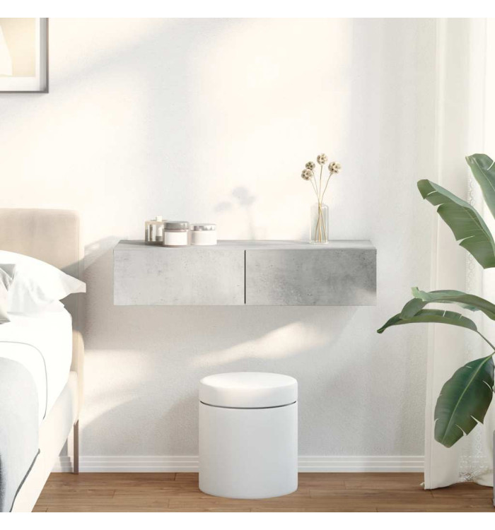 Étagère murale avec tiroirs gris béton bois d'ingénierie | Mobilier & Déco