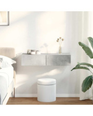 Étagère murale avec tiroirs gris béton bois d'ingénierie | Mobilier & Déco
