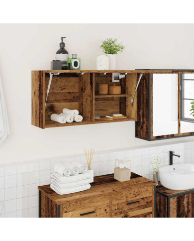 Armoire murale de bain vieux bois 80x25x40 cm bois d'ingénierie | Mobilier & Déco