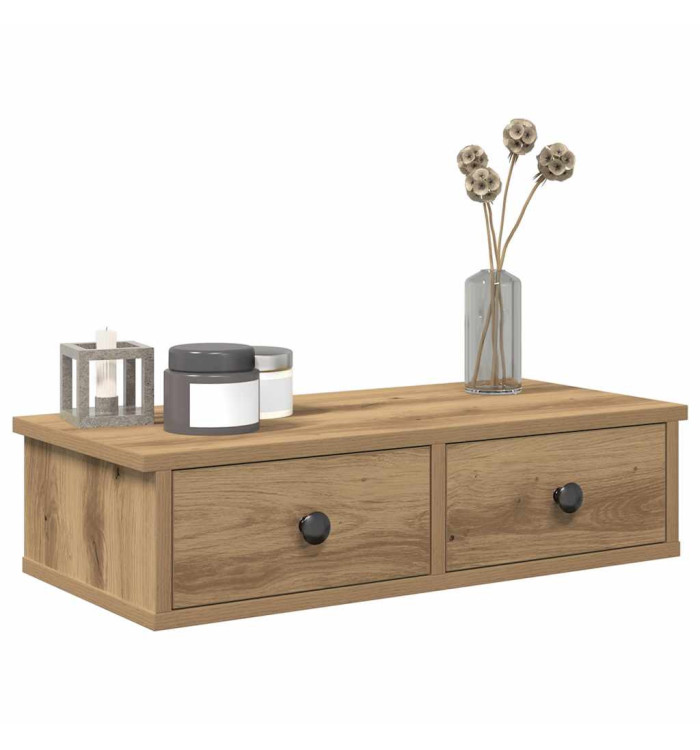 Étagère murale avec tiroirs chêne artisanal bois d'ingénierie | Mobilier & Déco